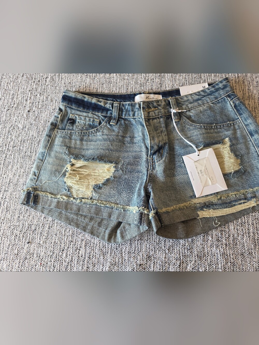 KanCan Distressed Light Blue Denim Jean Shorts